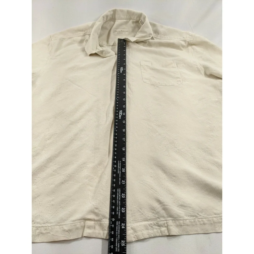 Men's Tommy Bahama Original Fit 100% Silk Casual‎ Button Up XL Ivory